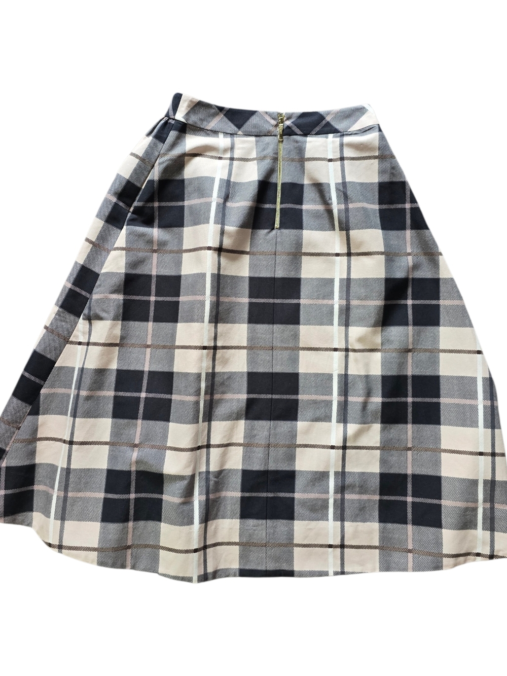 kate spade Black and Cream Plaid A-Line Midi Skirt